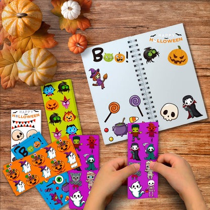 kortes 100-Sheets Kids Halloween Stickers Over 1320pcs, Vinyl Waterproof Halloween Pumpkin Stickers for Kids Halloween Party Favors