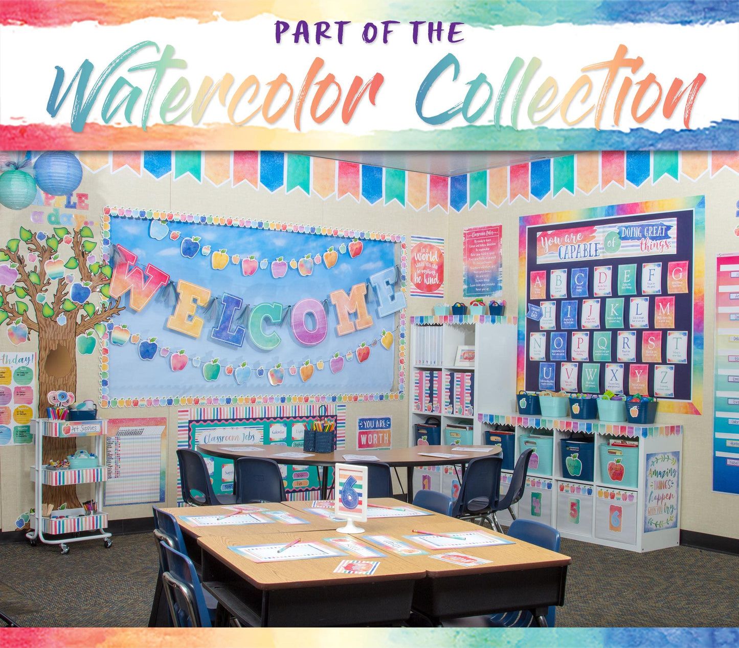 Teacher Created Resources Watercolor Calendar Bulletin Board - 8971 (Pack of 2)