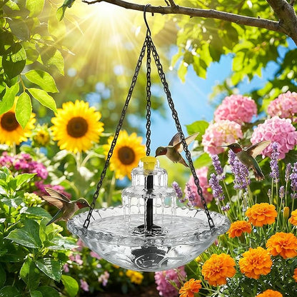 Solar Cascade Hanging Bird Bath Fountain, 2026 Upgraded Hanging Bird Bath with Flowing Water for Outdoors Garden Patio Backyard Lawn Decor (Gray)
