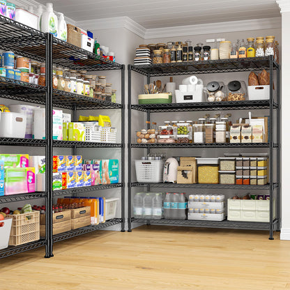 45 "W Storage Shelves 5 Tier Wire Shelving Unit Adjustable Metal Shelving Wire Shelf Pantry Shelves Wire Commercial Rack for Closet Kitchen Pantry Utility Room Garage 45" Wx 13.5" Dx70.5 H Black