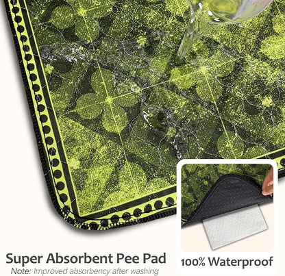 Washable Training Pads for Dog Pee Pads for Dogs - Reusable & Super Absorbent Puppy Pads Pet Potty Crates Dog Supplies Puppy Essentials Green/Multi 24" x 36", 2 Pack