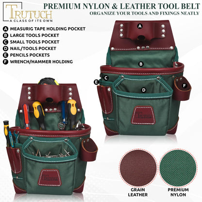 Nylon and Leather Tool Belt | Framing Bags | Leather Tool Belts | Nylon Tool Pouch | Carpenter Tool Belt | Construction | Framers | Electrician (Green)