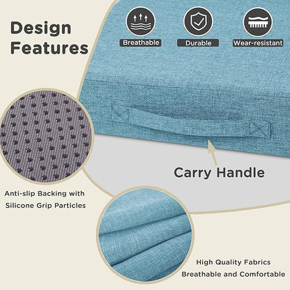 AddGrace Recliner Cushions for Elderly Thick Seat Cushion 20"x20"x4" Chair Pads with Non Slip Backing and Washable Cover for Couch Armchair Chairs Light Blue