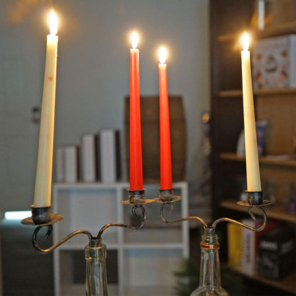 Wine Bottle Candle Holder Candelabra – 2 Candle Topper Set of 2 – Rustic Wine Bottle Decor for Table Centerpieces