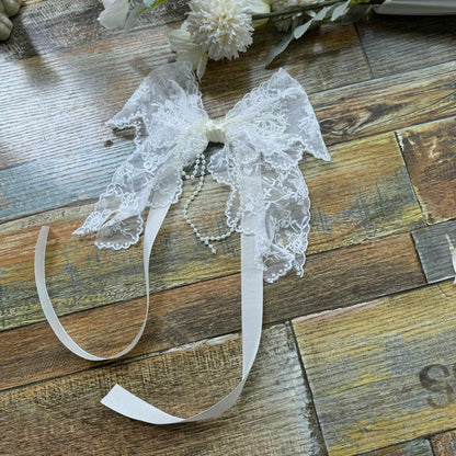 Bow Lace Curtain Tiebacks for Living Room Kids Room Punch Free Sheer Curtain Holdback Rope for Girls Room ThinCurtain Drapes Window Treatments Curtain Tiebacks 1 Pair (Ivory)