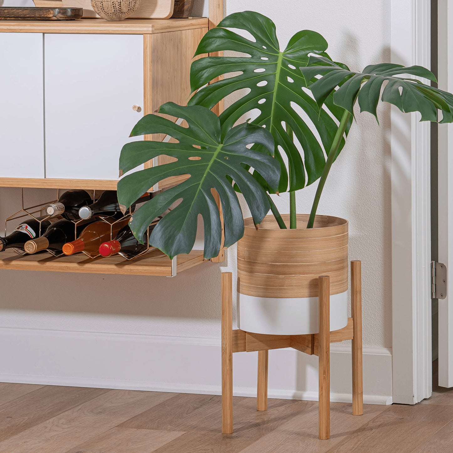 HABITAS Plant Pots for Indoor Plants - Modern Planter Style Made from Bamboo. Includes Large (10 inch Plant Pot), Medium (8") and Small (6") Planters for Indoor Plants. No More Plastic Flower Pots.