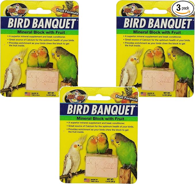 Zoo Med Laboratories Bird Banquet Fruit Mineral Blocks, Small (3 Pack)
