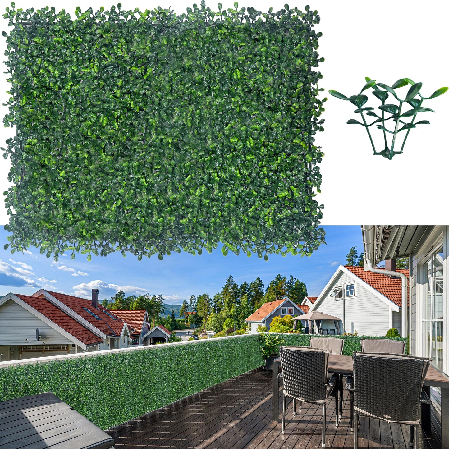 ODTORY Artificial Boxwood Hedge Wall Panels, 24 X 16 in 12P UV-Anti Faux Greenery Vine Grass Wall Backdrop for Indoor Outdoor Green Plant Wall Decor & Ivy Fence Covering Privacy