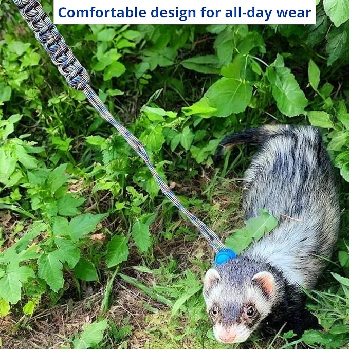 Ferret Leash Harness Adjustable Squirrel Sets, Leashes and Harnesses for Ferrets Guinea Pig Chinchilla Rat Dragon Bearded Small Animal, Pet Squirrel Ferret Accessories (Blue)