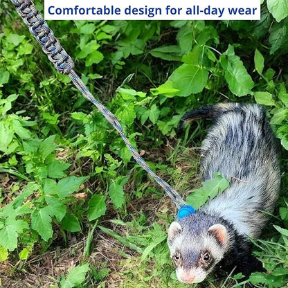 Ferret Leash Harness Adjustable Squirrel Sets, Leashes and Harnesses for Ferrets Guinea Pig Chinchilla Rat Dragon Bearded Small Animal, Pet Squirrel Ferret Accessories (Blue)