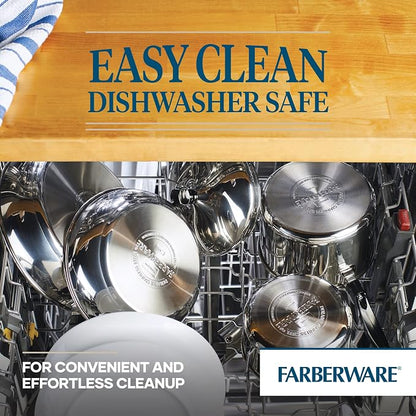 Farberware Classic Series Stainless Steel Straining Sauce Pan with Lid, 1-Quart Small Pot, Silver