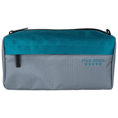 Five Star Pencil Pouch 9-Pocket Zipper Storage Organizer Case for Office Supplies Earbuds Chargers Cables Makeup, Grey/Teal (505600D)