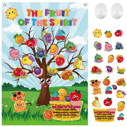 Cinrobiye Fruit of The Spirit Felt Bulletin Board Make Your Own Fruit of the Spirit Tree Crafts DIY Christian Bible Scene Set for Church VBS Sunday School Classroom Activities