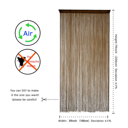 YaoYue Doorway String Curtain Door Curtains,Boho Hippie Hanging Fringe Room Divider for Patio Bedroom Closet Kitchen Laundry,Room Window Wall Door Decor(39×79in/100×200cm,Brown)