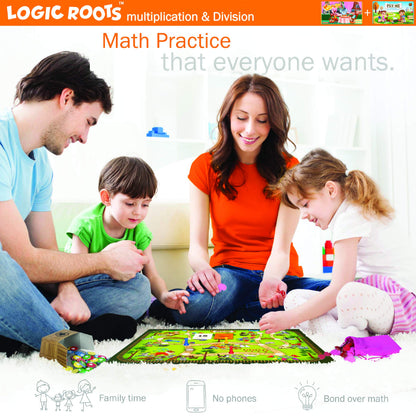 Logic Roots Multiplication and Division Game - Fun Math Board Game, Easy Start STEM Toy, Educational Gift for Kids (Girls & Boys), Homeschoolers, Grade 1 and Up (Pet Me + Say Cheese)