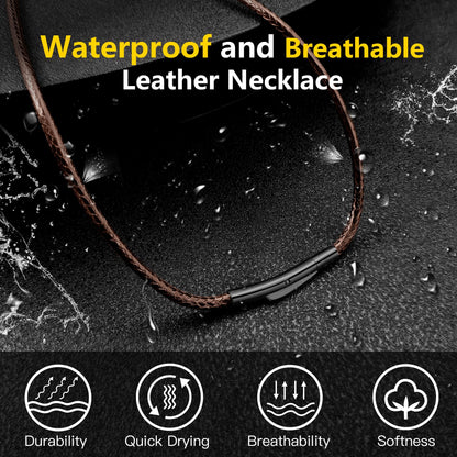 Oaldilee Leather Necklace Cord, 22 Inch Brown 2MM Wax String Rope Chains for Men Women Waterproof Neck Chain