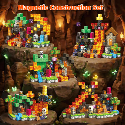 200PCS Magnetic Blocks, Magnetic Building Cube Set for Kids Ages 3+, Constructions STEM Stacking Tiles Toy Building Birthday Gifts for Boys Girls