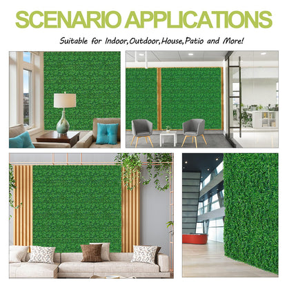 AOKIE 10"X10" Artificial Grass Wall, 12Pcs Boxwood Hedge Wall Panels UV-Anti Grass Backdrop Wall Decor, Greenery Privacy Hedge Screen for Indoor Outdoor Patio Balcony, Party Garden Fence Decor