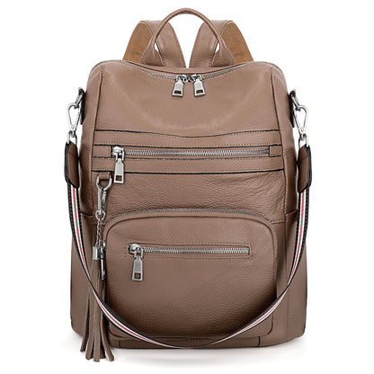 YALUXE Genuine Leather Backpack Purse for Women Fashion Daypack with Multiple Pockets