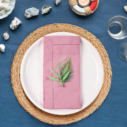 Goroly Home Decorative Cloth Dinner Napkins Hemstitched, Wedding, Cocktail & Party Napkins, Mitered Corners, Machine Washable, 12 Elegant Table Napkins for Special Occasions - 18x18 Inch - Baby Pink