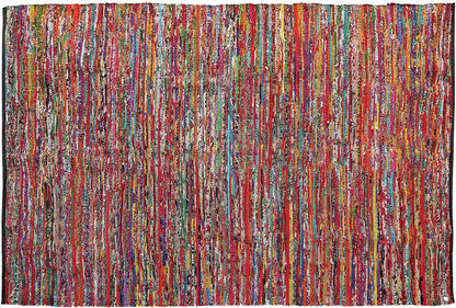 Ramanta Home Cotton Multi Color Chindi Hand Woven Rugs - 8x10 Feet Rectangle Hand Braided Bohemian Colorful Area Rug - Recycled Braided Chindi Rugs- Biodegradable Area Rugs Size 96x120 inch.