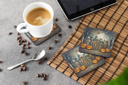 Caroline's Treasures Mummies Spooky Halloween Foam Coaster Set of 4 Cup Coasters for Indoor and Outdoor, Coaster for Tabletop Protection, Anti Slip, Mouse pad Material