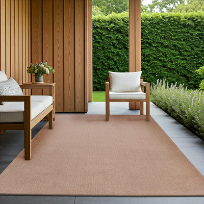 Delara Solid Indoor Outdoor Area Rug, Easy Cleaning, Non Shedding, Hose Washable, Bed Room, Living Room, Dining Room, Patio, Sustainable Rug, Recycled Polyester Rug. (Dark Beige, 5' X 8')