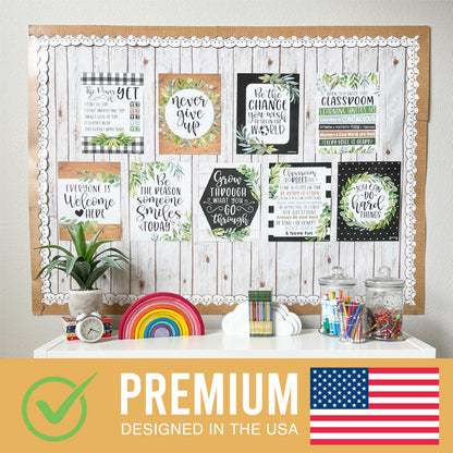 Hadley Designs Motivational Poster for Classroom Decor - 9 Growth Mindset Classroom Posters Elementary, Inspirational Wall Decor Middle School, Teacher Must Haves, Farmhouse Bulletin Board Decorations