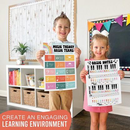 Hadley Designs 9 Music Classroom Posters – Retro Music Classroom Decor, Choir & Solfege Prints, Bulletin Board Decorations, Educational Supplies for Teachers