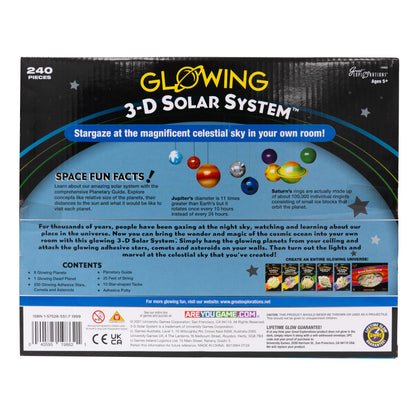 Great Explorations, 3-D Solar System Glow In The Dark Ceiling Hanging Kit 3D Planets and Star Stickers Create the Milky Way Teach Science STEM