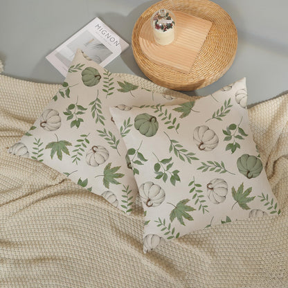 Gohdiwh Fall Pillow Covers 18x18 Set of 2 Sage Green Pumpkin Maple Leaf Fall Decor Pillowcase Autumn Thanksgiving Decorations Outdoor Throw Pillow Covers Linen Farmhouse Cushion Case for Couch Home