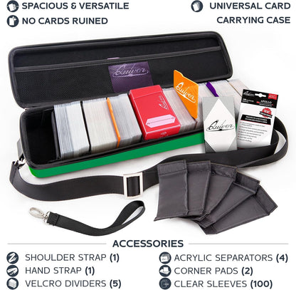 Quiver Time 's Green Card Case, Perfect for MTG Deck, Premium Storage Box, for Trading Cards, and Playing Card Storage, Ideal for Carrying Magic The Gathering and Game TCG Enthusiasts Recommended