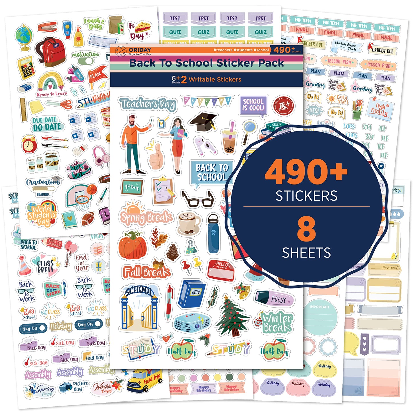Teacher Planner Stickers Back to School Themed Planning Sticker Accessories for Student, Educators, homeschoolers, Women, Cute Happy Planner Productivity