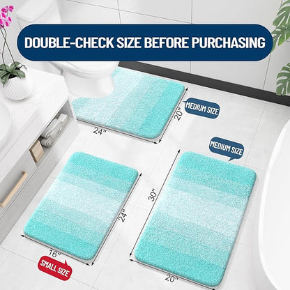 OLANLY Large Bathroom Rugs Mat 45x27, Extra Soft Absorbent Microfiber Bath Rugs, Rubber Backing, Quick Dry, Machine Washable Bath Mats for Bathroom Floor, Tub and Shower, Home Decor Accessories, Teal