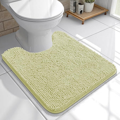 OLANLY Toilet Rugs U-Shaped 20x20, Extra Soft Absorbent Chenille Contour Bathroom Rugs for Toilet, Dry Quickly, Machine Washable, Non-Slip Bath Mat, Vanilla