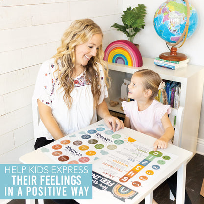 Hadley Designs Feelings Chart for Classroom Must Haves - Emotions Chart for Toddler Calm Down Corner Supplies, Feelings Wheel, Mental Health & Social Emotional Learning Posters, Boho Classroom Decor