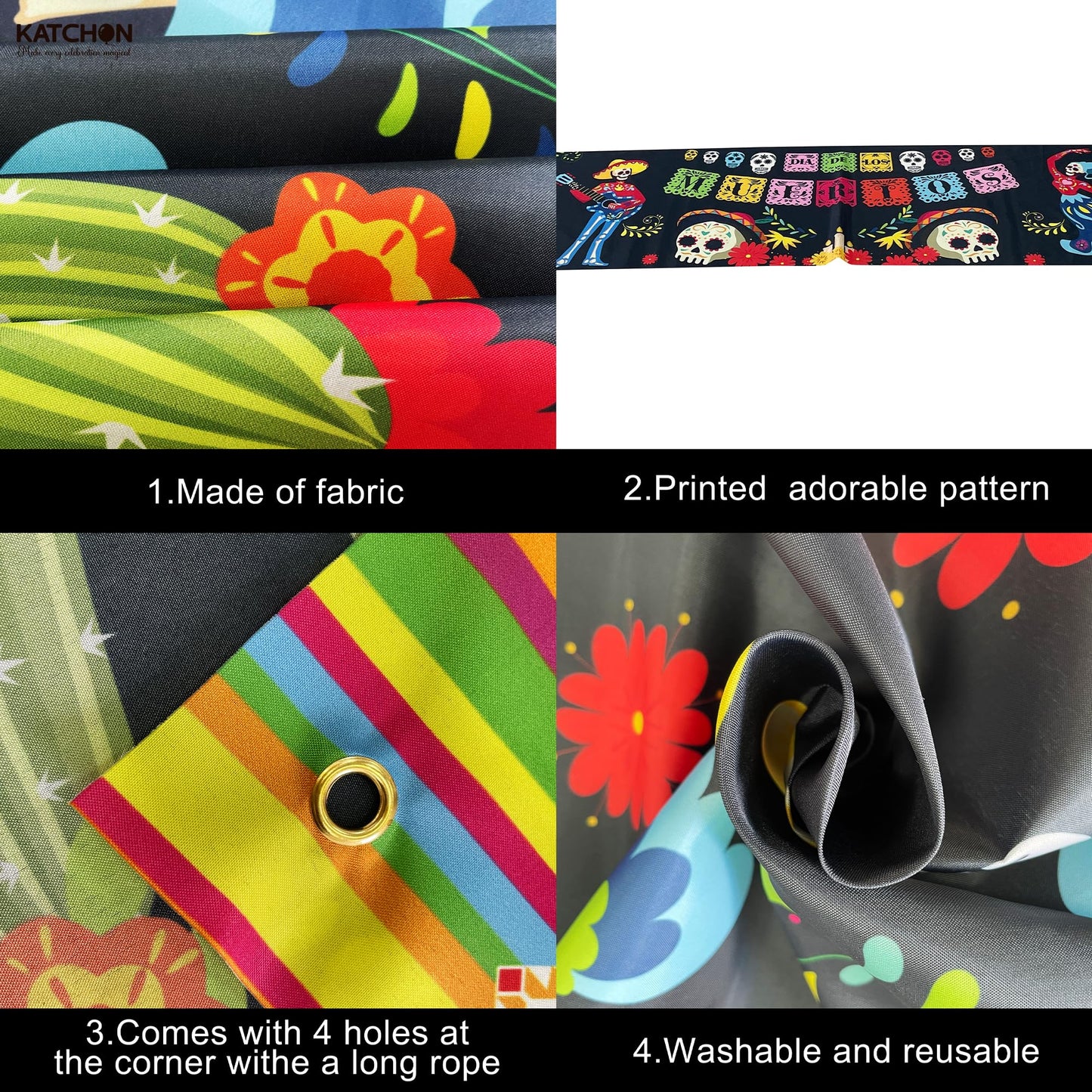 KatchOn, Day of the Dead Yard Banner - XtraLarge, 120x20 Inch | Mexican Halloween Banner for Day of the Dead Decorations | Dia De Los Muertos Backdrop, Dia De Los Muertos Decorations