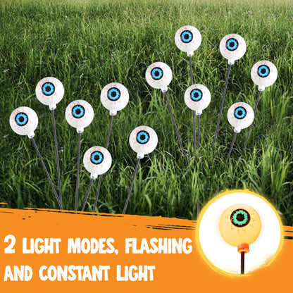 JOYIN Halloween Decorations Outdoor Solar Scary Eyeball Lights, 8 Pcs 48LEDs Warm Pathway Yard Stakes, Waterproof Firefly Lights for Halloween Graveyard Yard Garden Patio Walkway Party