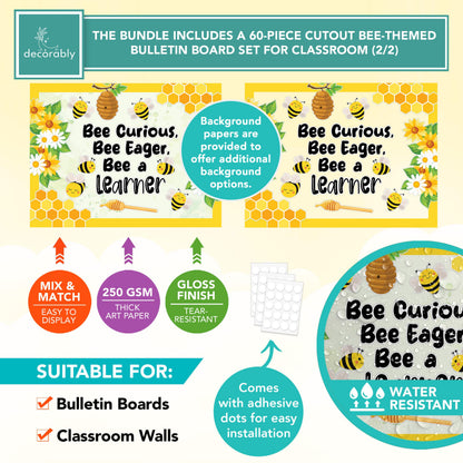 Decorably Bee-Themed Welcome Posters and Bulletin Board Decorations Set for Classroom