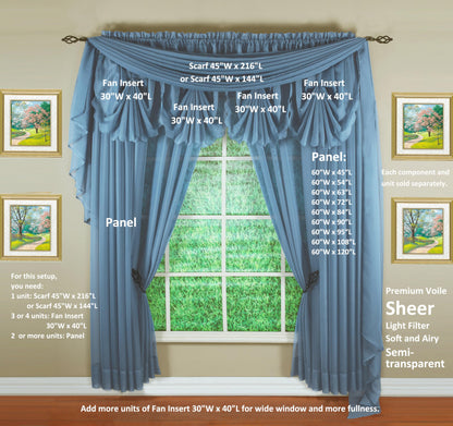 Today's Curtain Emelia Original Voile Scarf 144", Wedge Blue, 45" W x 144" L