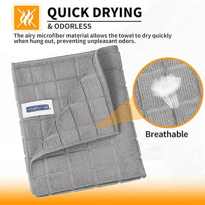 HOMERHYME Microfiber Hand Bath Towels, 6 Pack 25''*15'' Grey Bathroom Hand