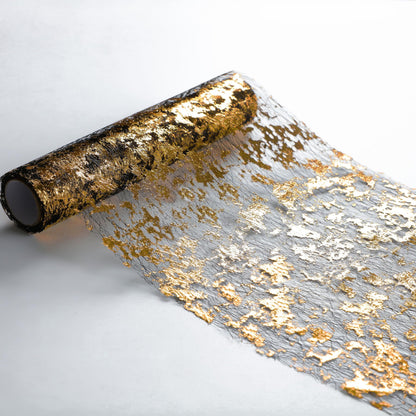 Snowkingdom Black and Gold Table Runner 100 Feet Glitter Golden Metallic Table Centerpieces Foil Runners Party Decorations for Graduation Birthday Retirement Wedding Christmas Halloween Thanksgiving