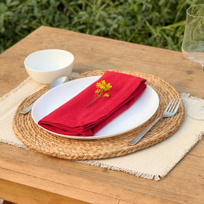 Hausattire Reusable Napkins Cloth Washable 100% Cotton 18x18 Inch Dinner Table Napkin Home Banquet Party Wedding |Mother's Day Set of 12 Cloth Napkins Decor|Red
