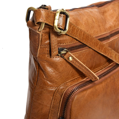 Real Leather Crossbody Bags Purses for Women Shoulder Handbags Crossover Handmade Stylish Trendy Pocketbook (Cognac Multi-Wax)