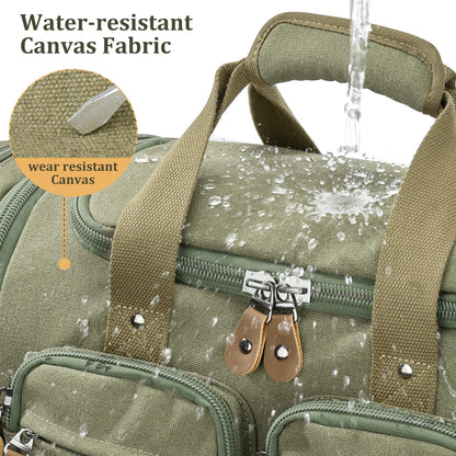 Gonex Canvas Duffle Bag for Travel, Expandable Water Resistant 60L Carry on Duffel Overnight Weekender Gym Bag with Wet Dry Separation Pocket & Suitcase Handle Sleeve, Army Green