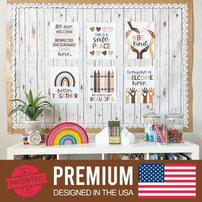 Hadley Designs Diversity Posters For Classroom Elementary –6 Inclusive Everyone Is Welcome Classroom Decor, Safe Space Sign Preschool Kindness Posters For Classrooms, Neutral Multicultural Poster
