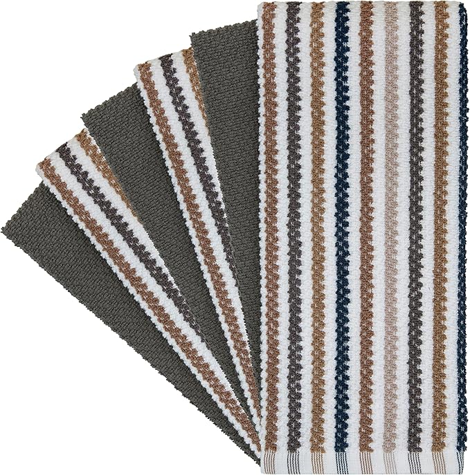 Premium Kitchen Towels | Large Cotton Kitchen Hand Towels | Popcorn Striped