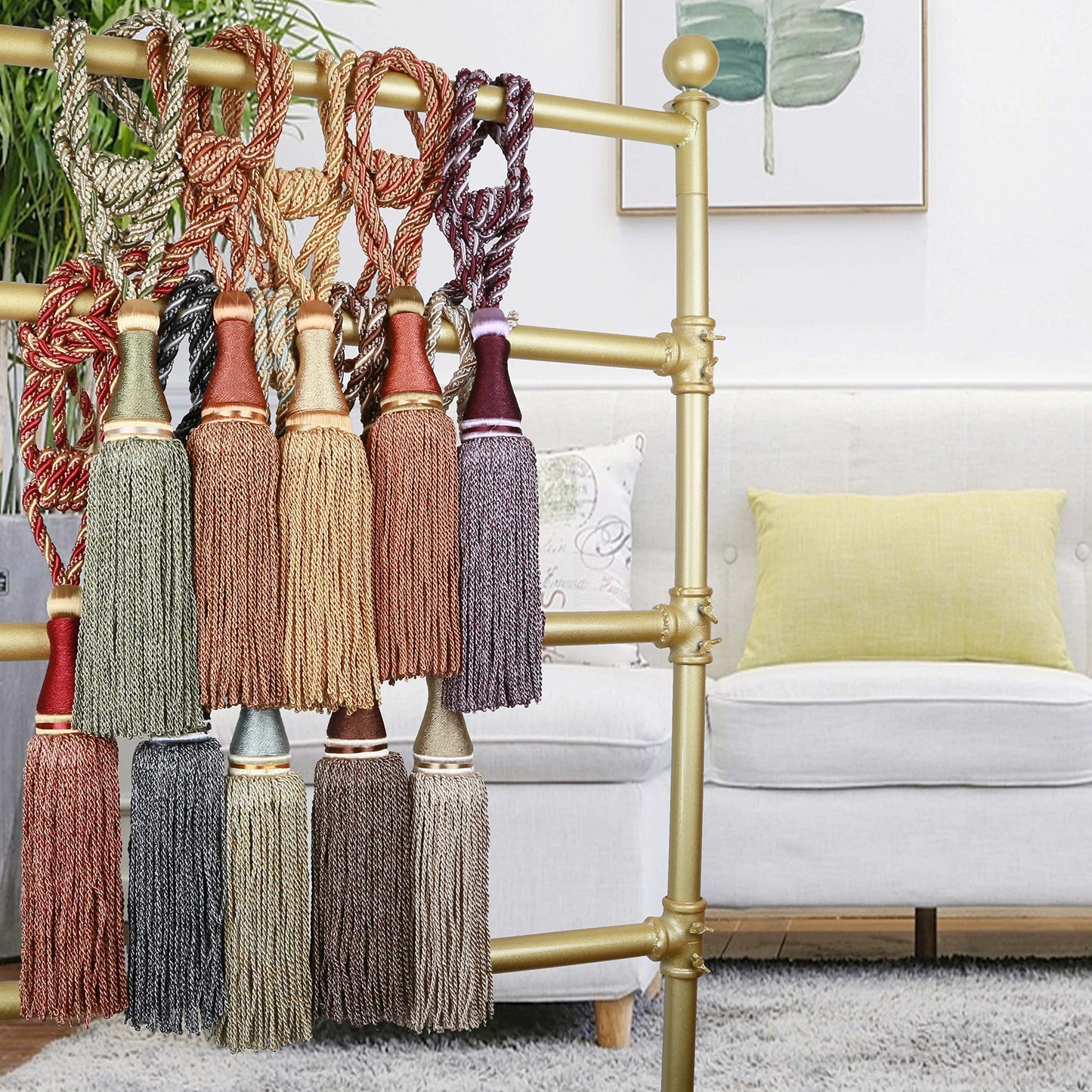 HedongHexi 2 Pack Large Tassel Curtain Tiebacks, Luxury Curtain Rope Tie Backs, Home Decorative Holdbacks Braided Tassel Tie-Backs (Dark Coffee, 2 Pack)