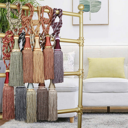 HedongHexi 2 Pack Large Tassel Curtain Tiebacks, Luxury Curtain Rope Tie Backs, Home Decorative Holdbacks Braided Tassel Tie-Backs (Dark Coffee, 2 Pack)
