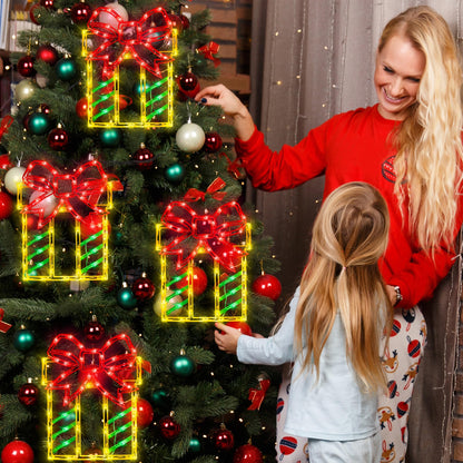 TRWYMZ 16" Christmas Window Silhouette Lights Decorations - 4 Pack Christmas Lighted Gift Boxes- Used for Holiday Christmas Trees, Wall, Fireplaces, Interior and Exterior Door and Window Decorations